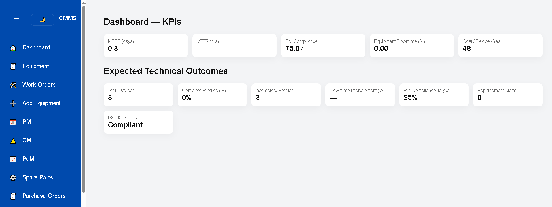 CMMS Web Interface